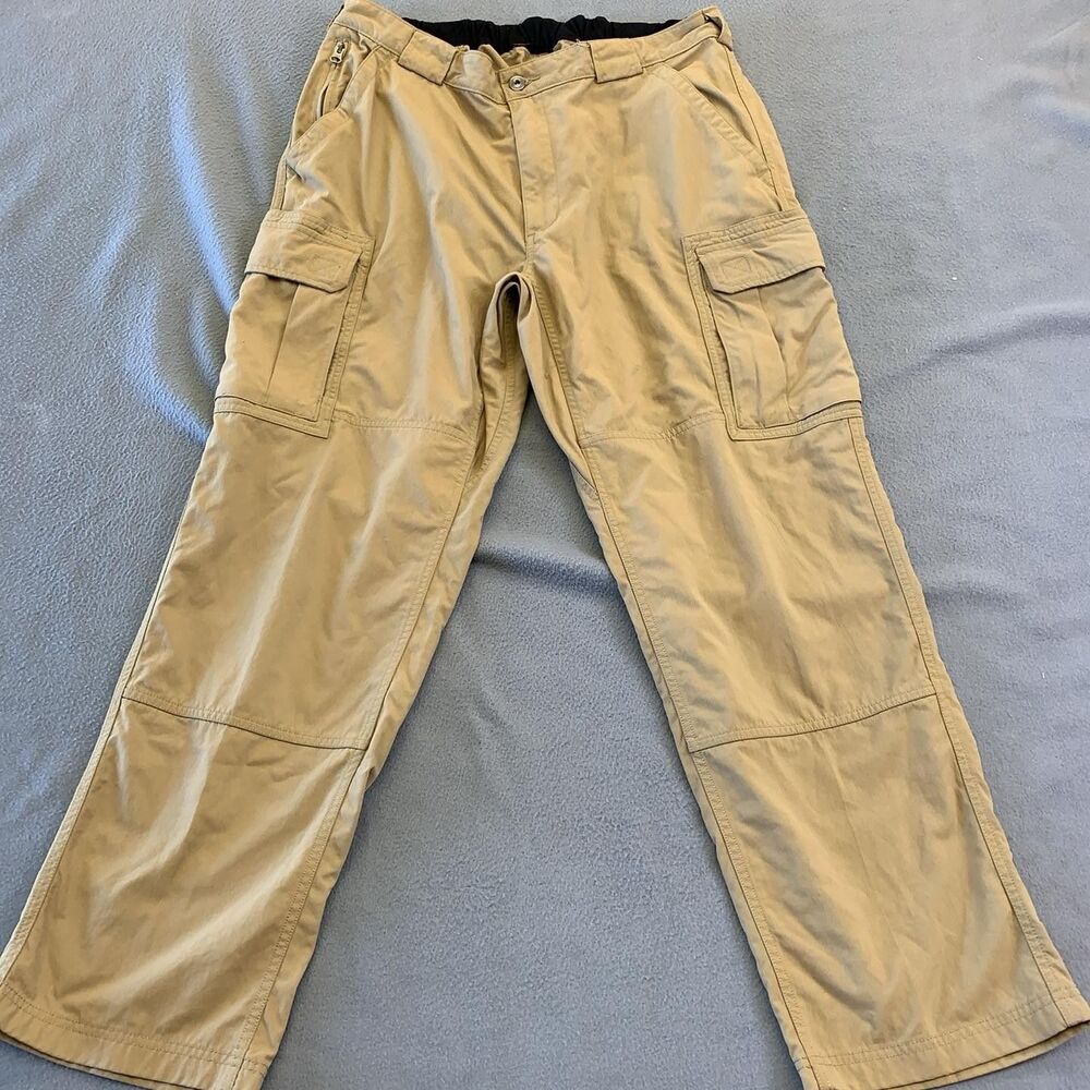 Duluth Trading Co Pants Mens XL Beige Cargo Elastic Waist Hiking Outdoor